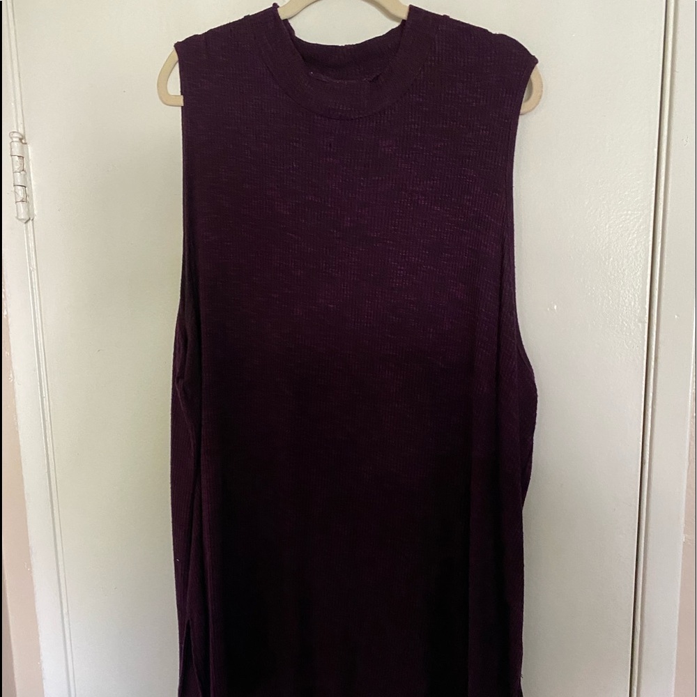 Mock turtle neck sleeveless tunic length top